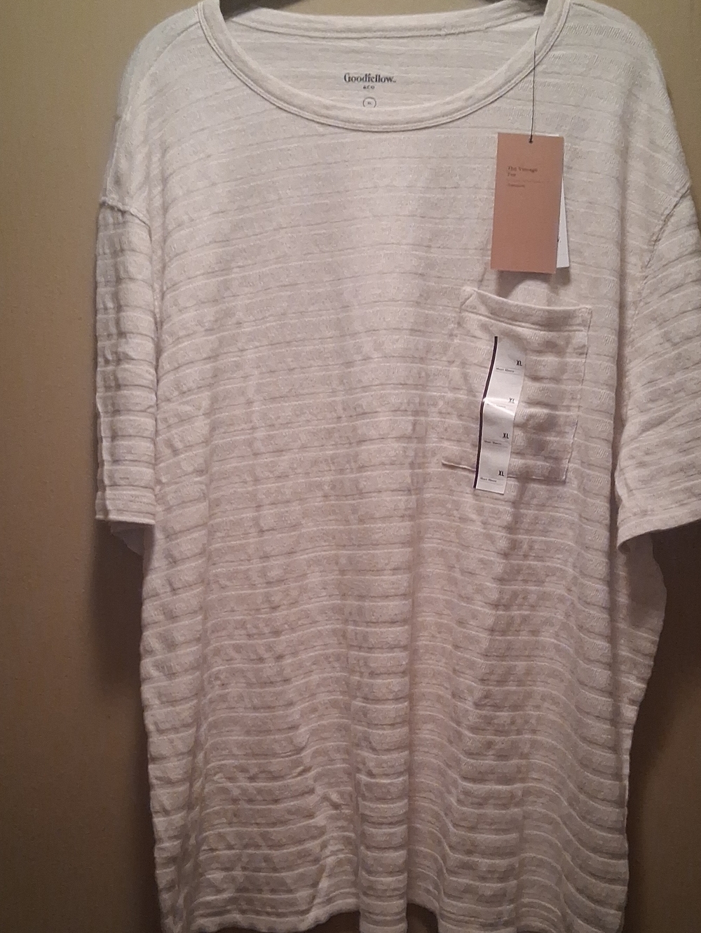 Goodfellow & Co Men's White Textured Pocket T-Shirt Xl